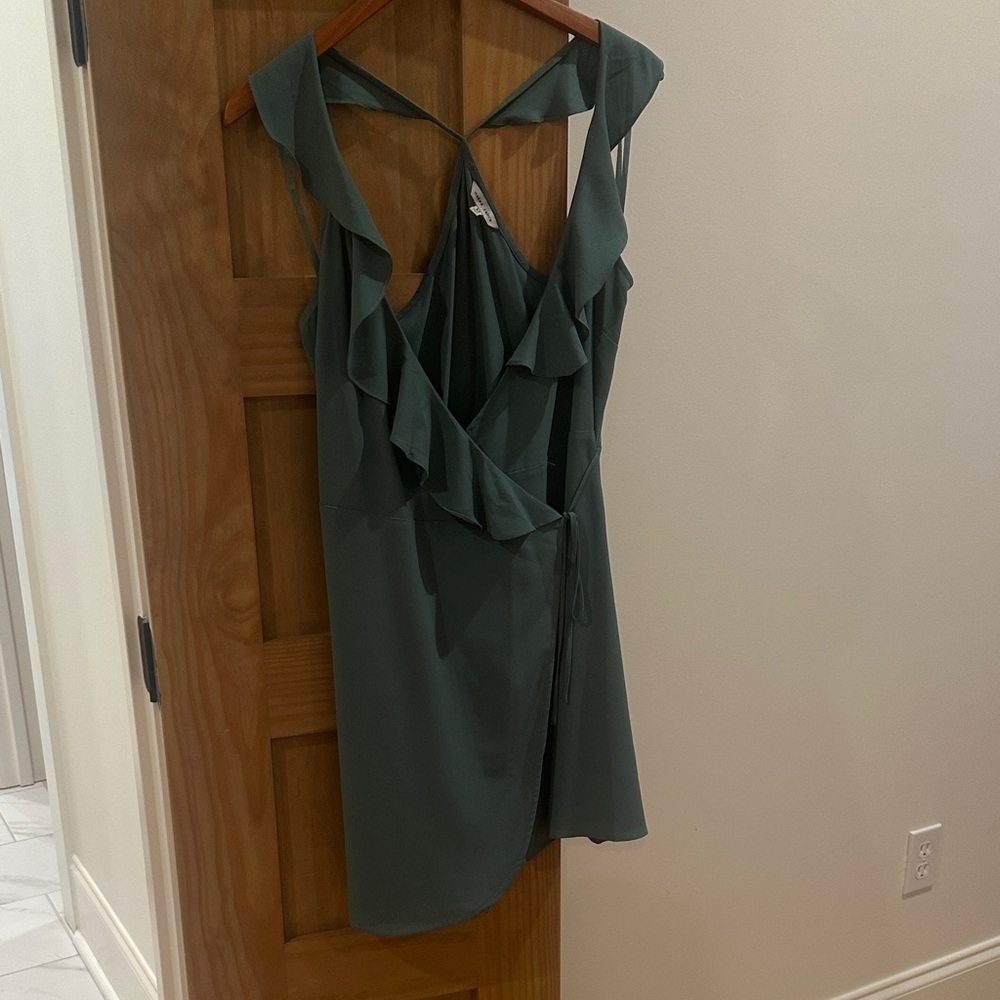 Naked Zebra Green Ruffle Mini Dress